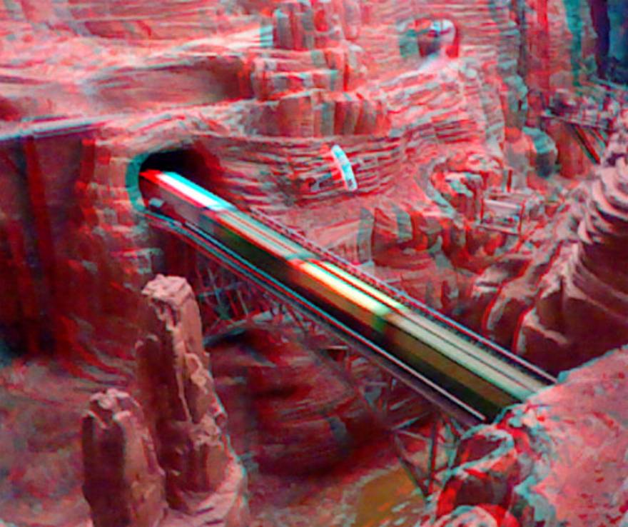 Stereoskopisches Foto des Grand Canyon des Miniatur-Wunderlands in Hamburg